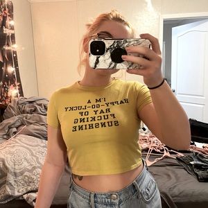 happy go lucky mustard yellow crop top